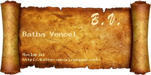 Batha Vencel névjegykártya